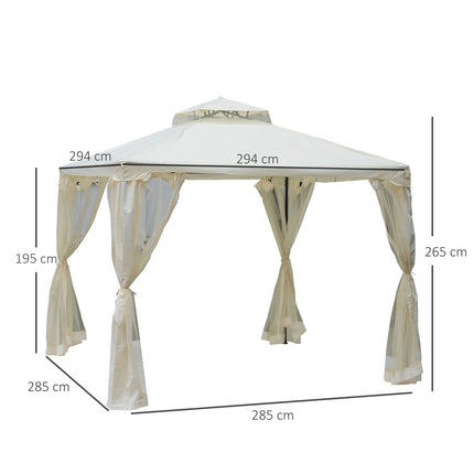 Gartentpavillon 3x3m, wetterfest mit Seitenwänden