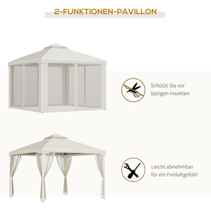 Gartentpavillon 3x3m, wetterfest mit Seitenwänden