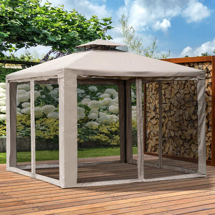 Gartenpavillon 3x3m, wetterfestes Partyzelt, grau