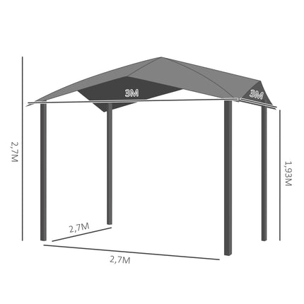 Garden Gazebo 3x3M, Sun protection, Metal/Polyester