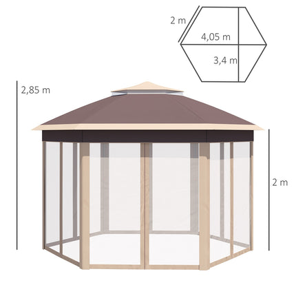 Hexagonal Pop-Up Garden Gazebo 4x4M with carrying bag