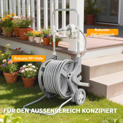 Gartenschlauchwagen, 45m Schlauch, Doppelfunktionsdüse