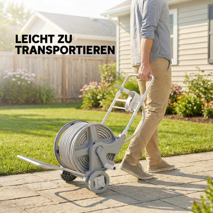 Gartenschlauchwagen, 45m Schlauch, Doppelfunktionsdüse
