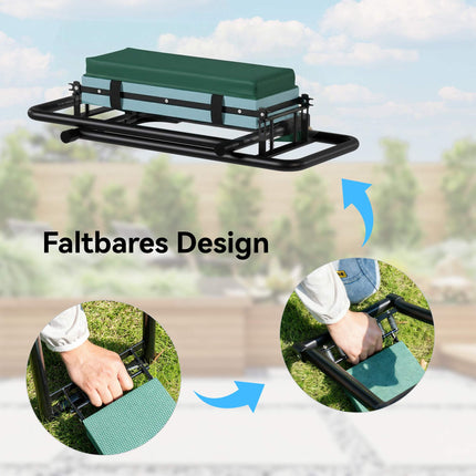 Garden Kneeler and Seat, 150kg Capacity, Foldable Steel Frame