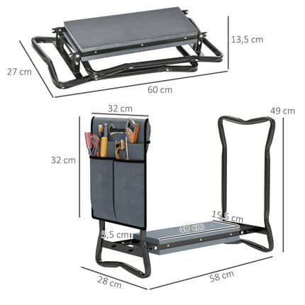 Gartenkniesitz mit Werkzeugtaschen, klappbar, 150kg Tragkraft