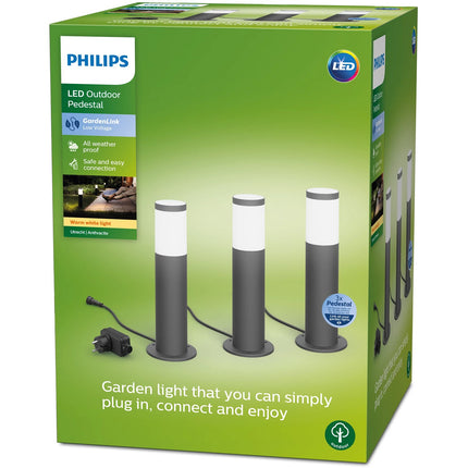 GardenLink Starter Kit Sockel Warmweiß 600 lm 3er-Pack Anthrazit