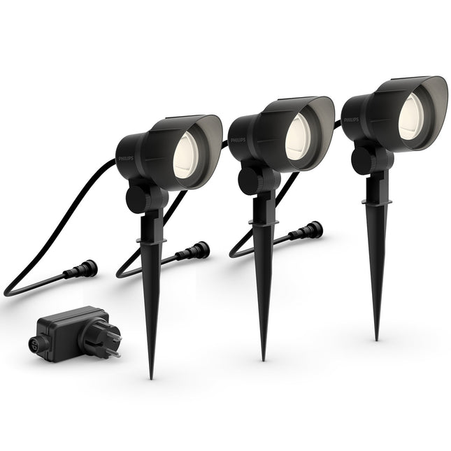 GardenLink Starter-Kit Strahler Warmweiß 600 lm 3er-Pack Schwarz