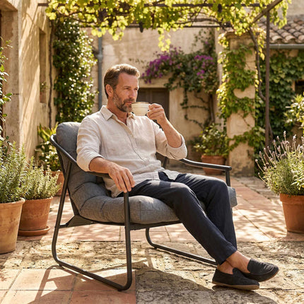 Garden Lounge Chair with Removable Cushion, Dark Grey