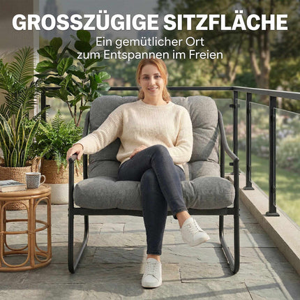 Garden Lounge Chair with Removable Cushion, Dark Grey