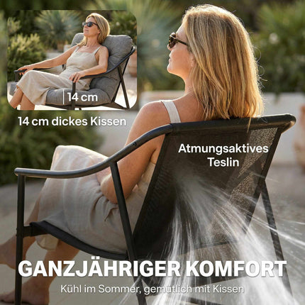 Garden Lounge Chair with Removable Cushion, Dark Grey