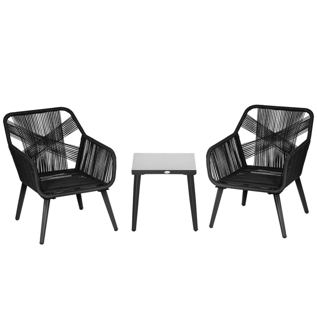 Gartenlounge-Set für 2 Personen, wetterfest, schwarz/grau