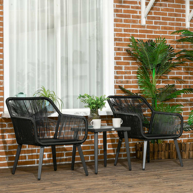Gartenlounge-Set für 2 Personen, wetterfest, schwarz/grau