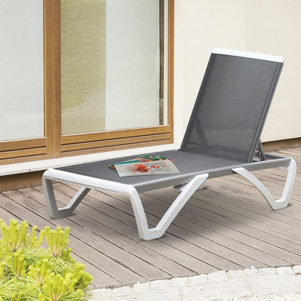 Verstellbare Sonnenliege aus Aluminium - Ergonomisch Grau/Weiß