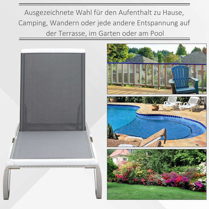 Verstellbare Sonnenliege aus Aluminium - Ergonomisch Grau/Weiß