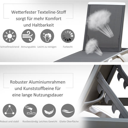 Verstellbare Sonnenliege aus Aluminium - Ergonomisch Grau/Weiß