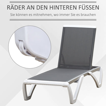 Verstellbare Sonnenliege aus Aluminium - Ergonomisch Grau/Weiß