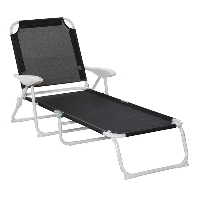 Klappbarer Gartenstuhl, 4-stufiges Netz, schwarz