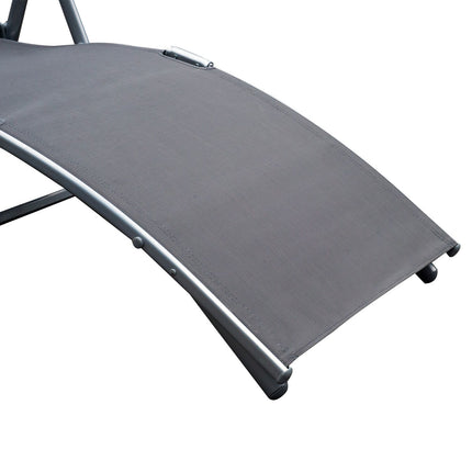 Folding adjustable gray garden chair with cushion