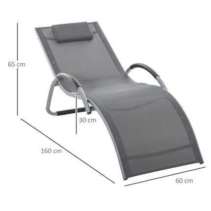Ergonomischer Aluminium-Gartenstuhl mit Auflagen, grau