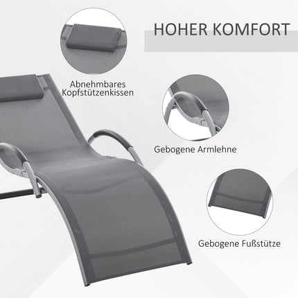 Ergonomischer Aluminium-Gartenstuhl mit Auflagen, grau