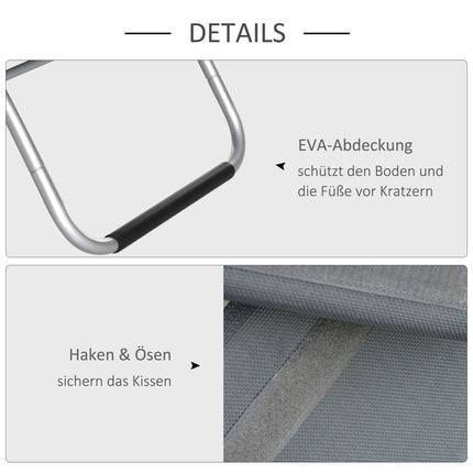 Ergonomischer Aluminium-Gartenstuhl mit Auflagen, grau
