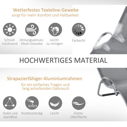 Ergonomischer Aluminium-Gartenstuhl mit Auflagen, grau