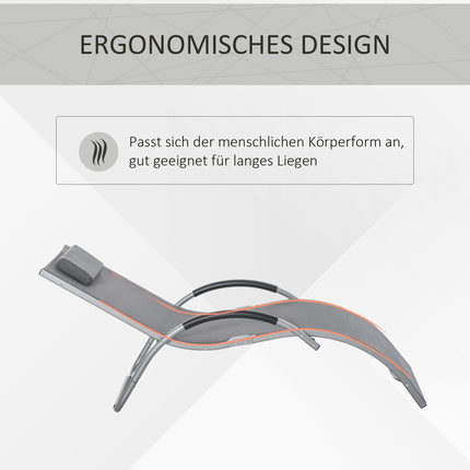 Ergonomischer Aluminium-Gartenstuhl mit Auflagen, grau