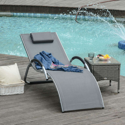Ergonomischer Aluminium-Gartenstuhl mit Auflagen, grau