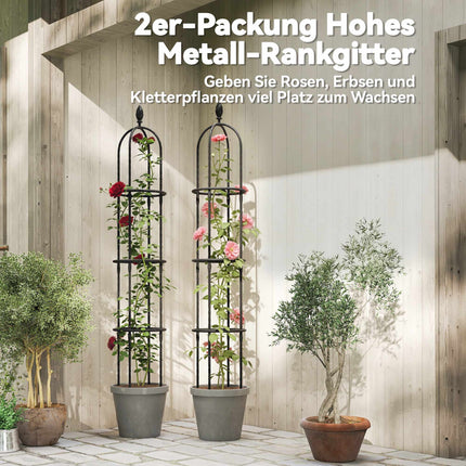 Garten-Obelisk-Rankhilfe-Set, 174 cm Stahl, 2 Stück