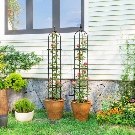 Garten-Obelisk-Rankhilfe-Set, 174 cm Stahl, 2 Stück