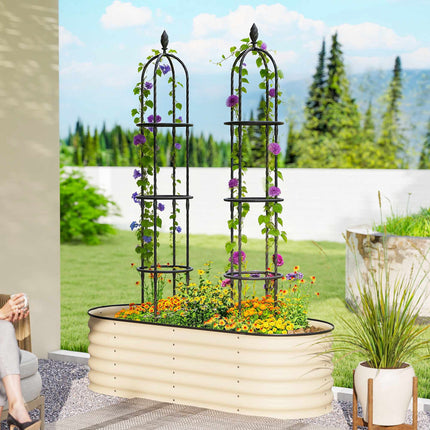 Garten-Obelisk-Rankhilfe-Set, 174 cm Stahl, 2 Stück