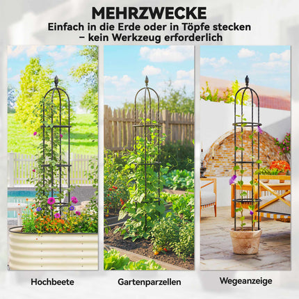 Garten-Obelisk-Rankhilfe-Set, 174 cm Stahl, 2 Stück