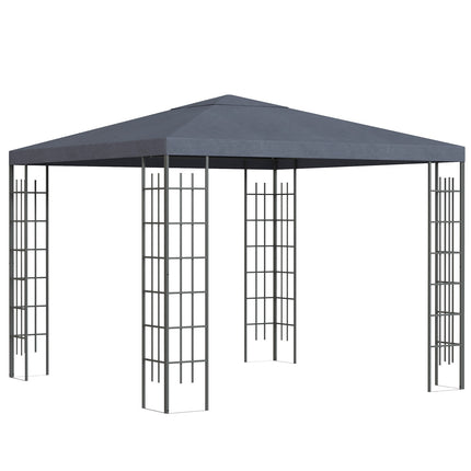 Gartenpavillon 3x3M, Stahlgestell, Grau Polyester