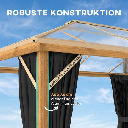 Gartenpavillon 4x3m, Polycarbonatdach, Aluminiumrahmen