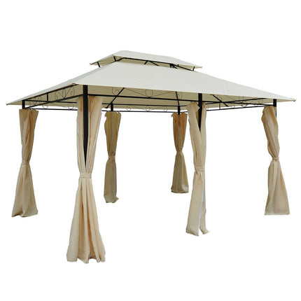 Gartenpavillon Doppelbedachung 3x4m Beige für Veranstaltungen im Freien