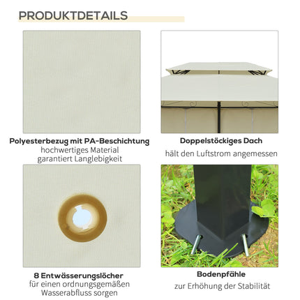 Gartenpavillon Doppelbedachung 3x4m Beige für Veranstaltungen im Freien