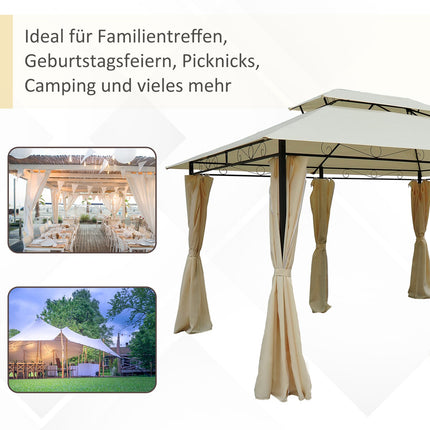 Gartenpavillon Doppelbedachung 3x4m Beige für Veranstaltungen im Freien