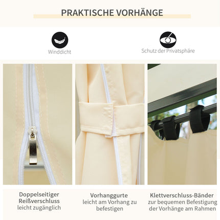 Gartenpavillon Doppelbedachung 3x4m Beige für Veranstaltungen im Freien