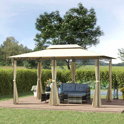 Gartenpavillon Doppelbedachung 3x4m Beige für Veranstaltungen im Freien
