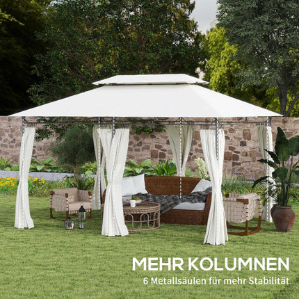 Gartenpavillon Doppeldach, wasserabweisend, 4x3m, Cremefarben