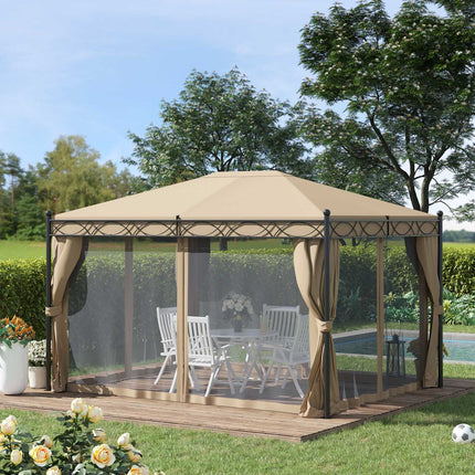 Gartenzeltpavillon mit Seitenwänden & Moskitonetz, beige