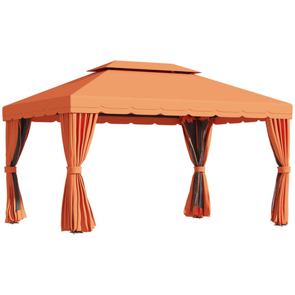 Orange gazebo tent in aluminum with 4 walls - weatherproof