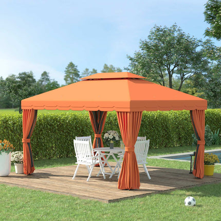 Orange gazebo tent in aluminum with 4 walls - weatherproof