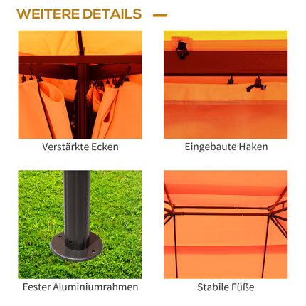 Orange gazebo tent in aluminum with 4 walls - weatherproof