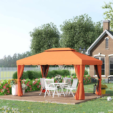 Orange gazebo tent in aluminum with 4 walls - weatherproof