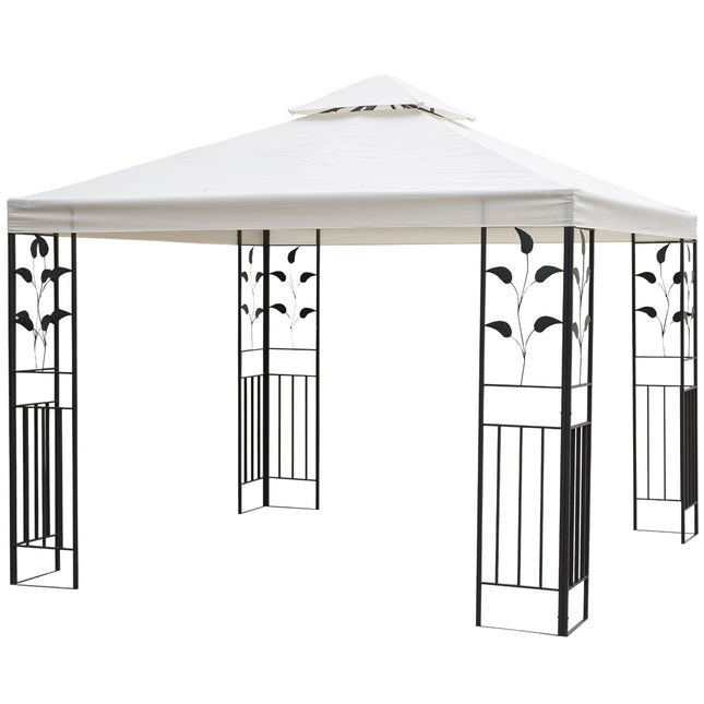 Gartenpavillon, Laub-Design, Stahlgestell, 2,95x2,95m