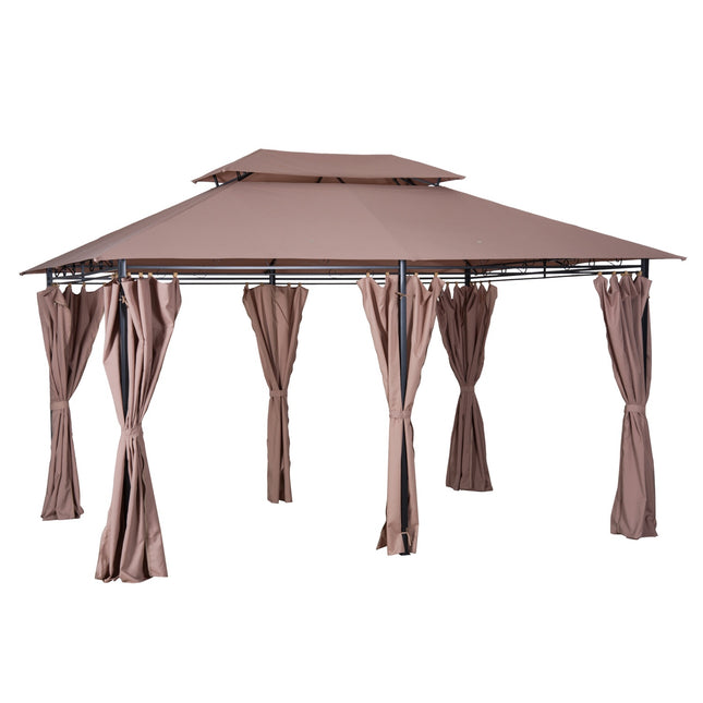 Gartenpavillon Partyzelt, Doppeldach, 3x4M Khaki