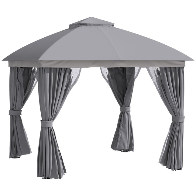 3x3m Gartenpavillon mit Doppeldach & Moskitonetz