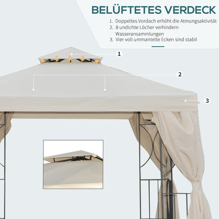 3x3m Gartenpavillon mit Doppel-Dach, UV-Schutz