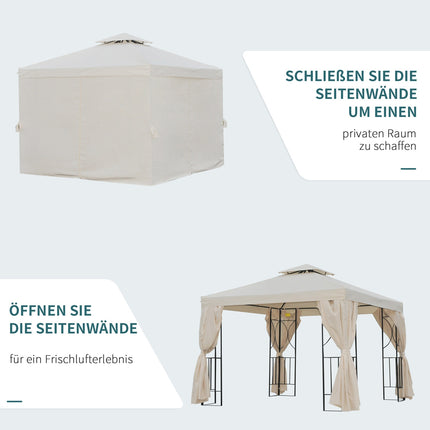 3x3m Gartenpavillon mit Doppel-Dach, UV-Schutz